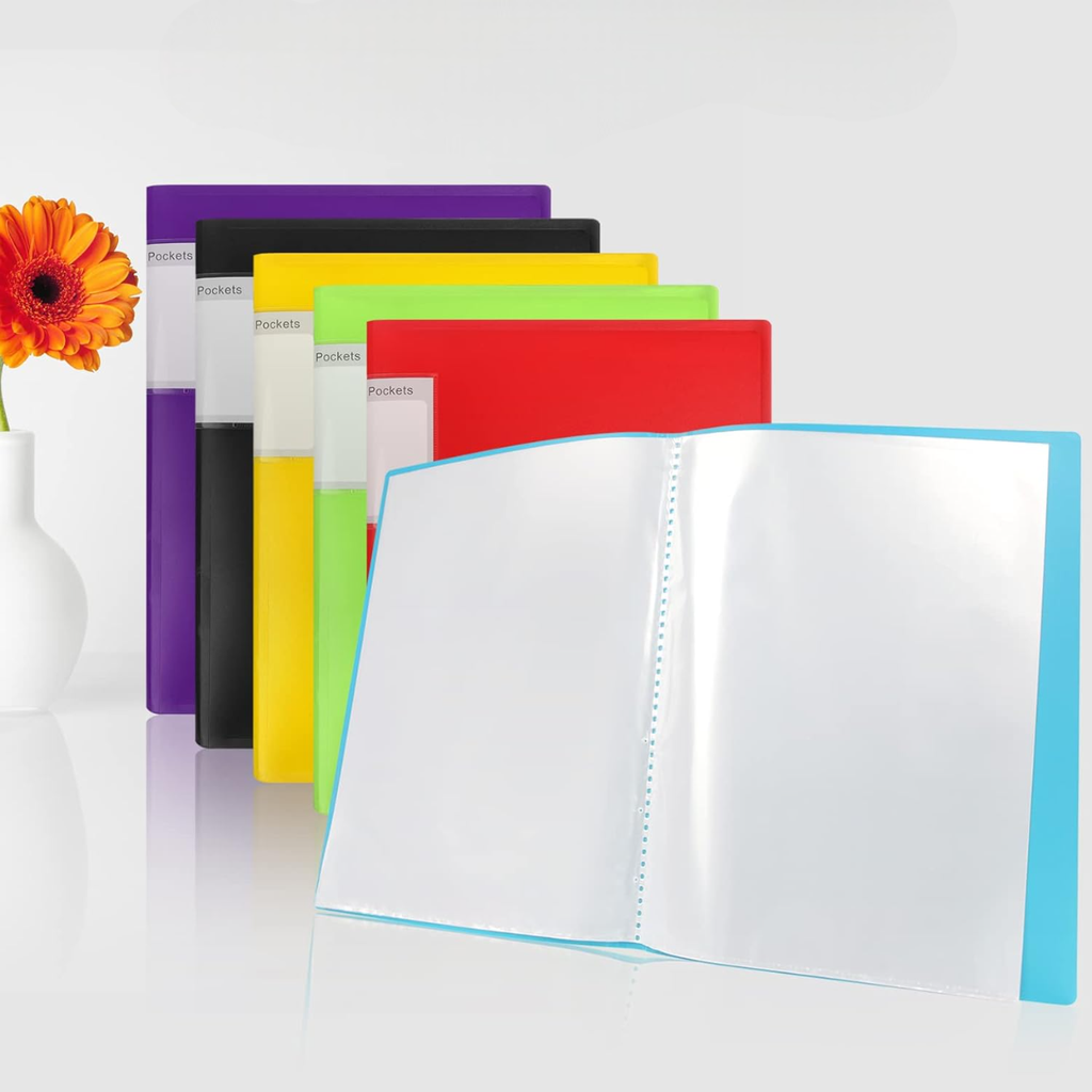 A4 Clear Display Book / Presentation Folder 20/30/40 Pockets in Blue/Red/Green/Yellow/Black/Purple