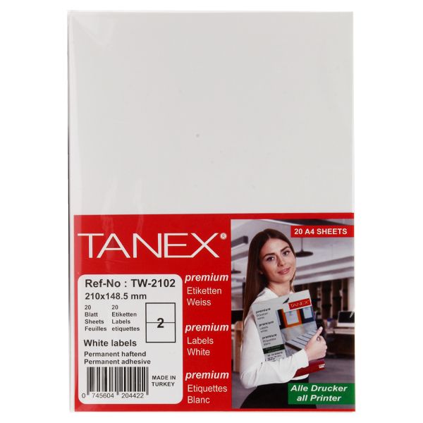 Tanex A4 Printer/Copier Labels - 210 x 148.5 mm