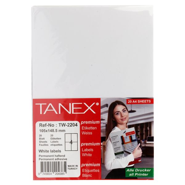 Tanex A4 Printer/Copier Labels - 105 x 148.5 mm