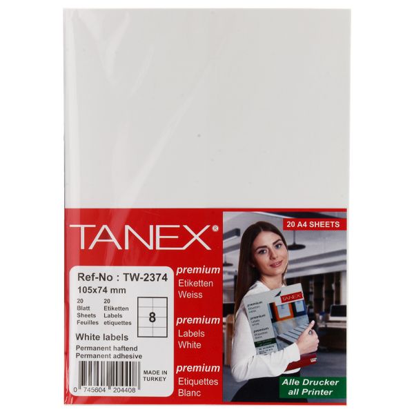 Tanex A4 Printer/Copier Labels - 105 X 74 mm