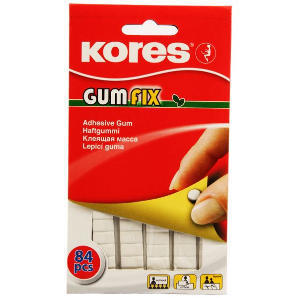 Kores - Gumfix White Tack, Sticky Reusable and Removable Adhesive Gum for School, Home and Office, Non-Marking, Pack of 84 Tacks x 50g