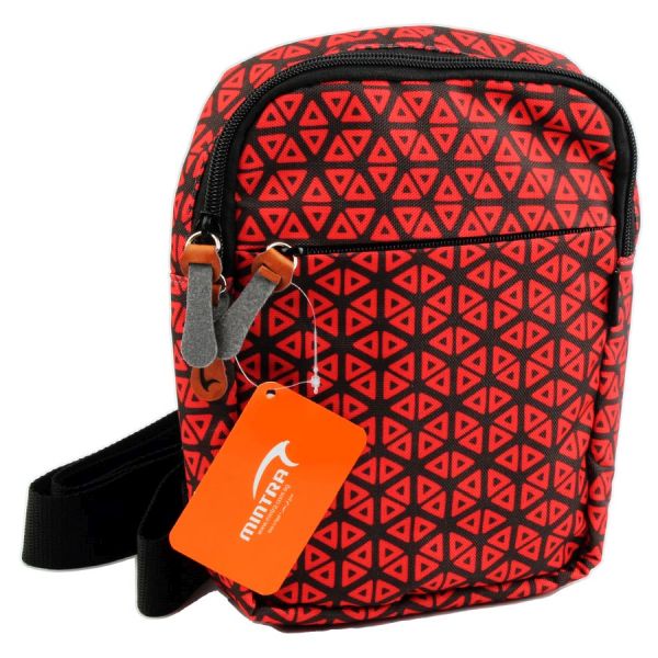 Mintra Cross Body Bag - Warm Red Triangles