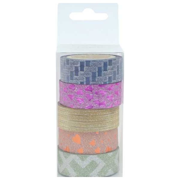 Glitter Tape Set - 5 Assorted Colors, Decorative