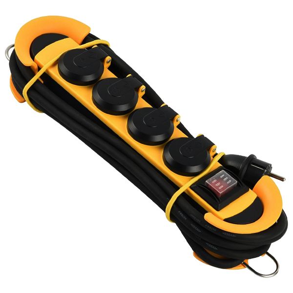 PluGuard Professional Power Strip, 4 Outlets, 5m Rubber Cable