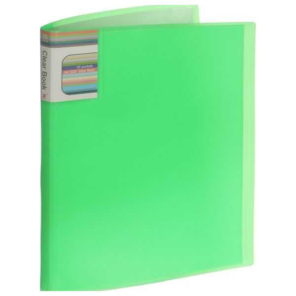 Clear Book A4 File Holder - 20 Pockets - Green