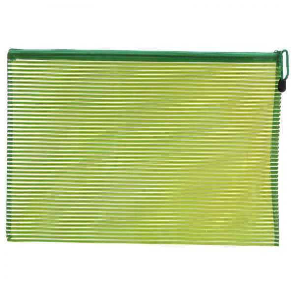 Apple 8857-F Plastic Zipper File - Striped Green