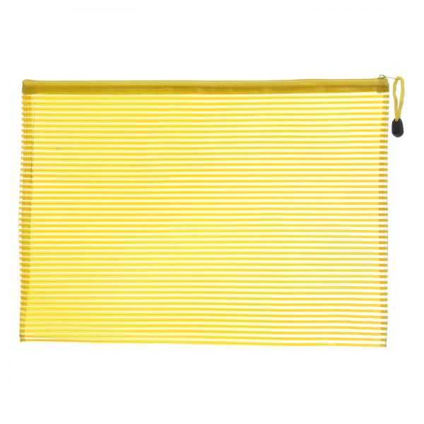 Apple 8857-F Plastic Zipper File - Striped Yellow