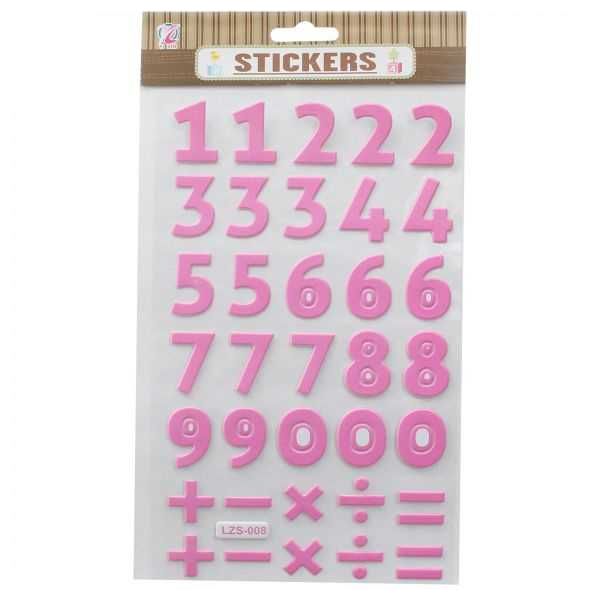 Apple LZS-008 English Numbers Stickers, Pink