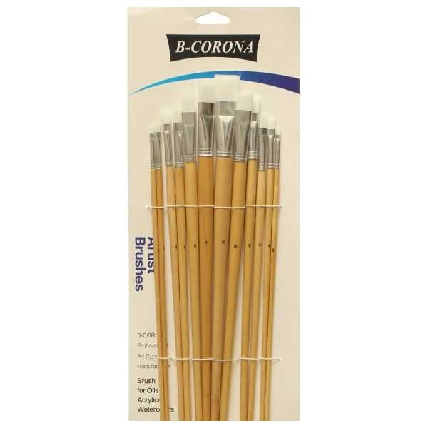 B-Corona A0356 Set of 12 Paint Brushes, Beige