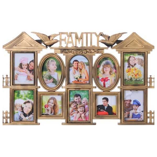 Gold Photo Frame for 10 Pictures - Elegant