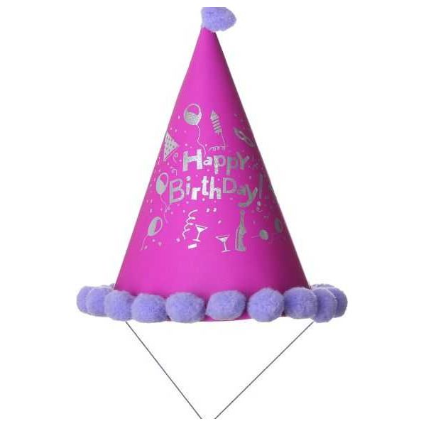 Magenta Glittery Birthday Cone Hat - Vibrant and Fun