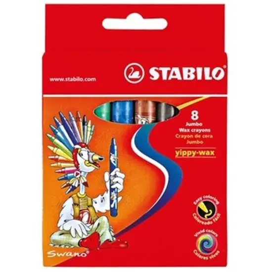 Stabilo Western Yippy - Jumbo Wax Crayons - Set of 8 Colors