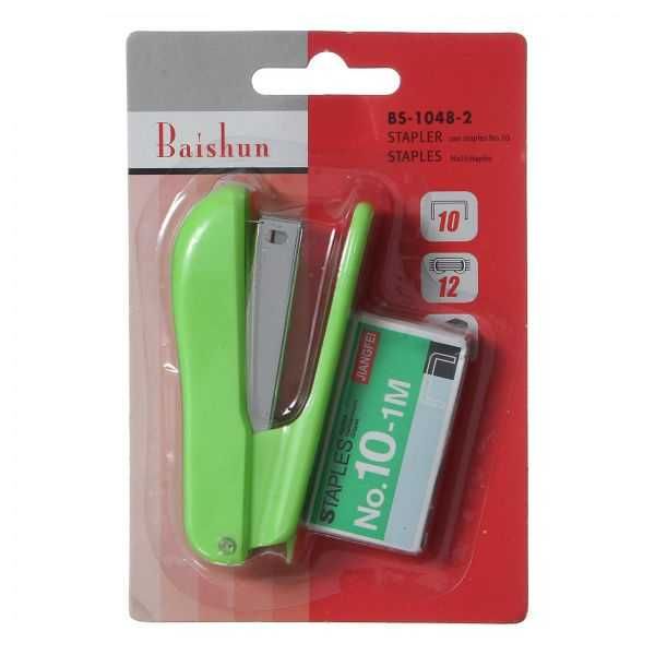 Baishun Small Plastic Stapler and Staples - Green