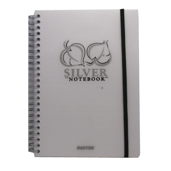 Mintra Wire . Spiral-Bound Notebook - A5 Gold & Silver 80 Sheets