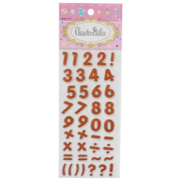 Apple Glitter Numbers Stickers YYY E-80 - Multi Color