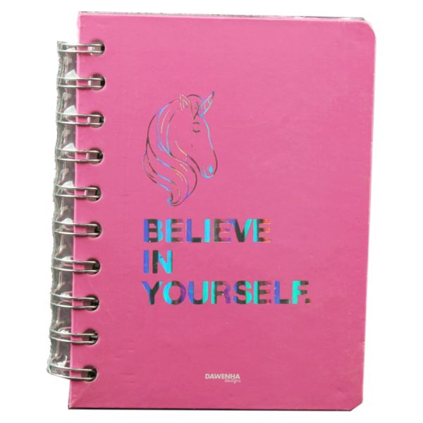 Dawenha Hard Cover Wire . Spiral-Bound Notebook - Unicorn Laugh 10 × 14 cm 180 Sheets