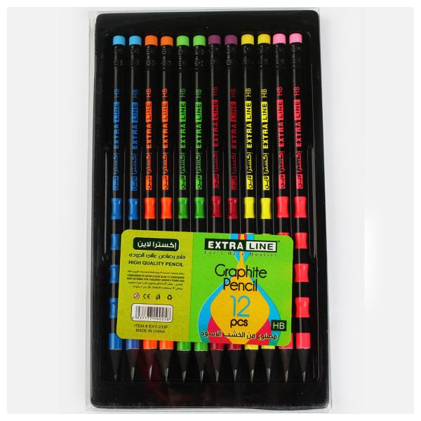 Extraline Set of 12 Wood Pencils with Eraser HB