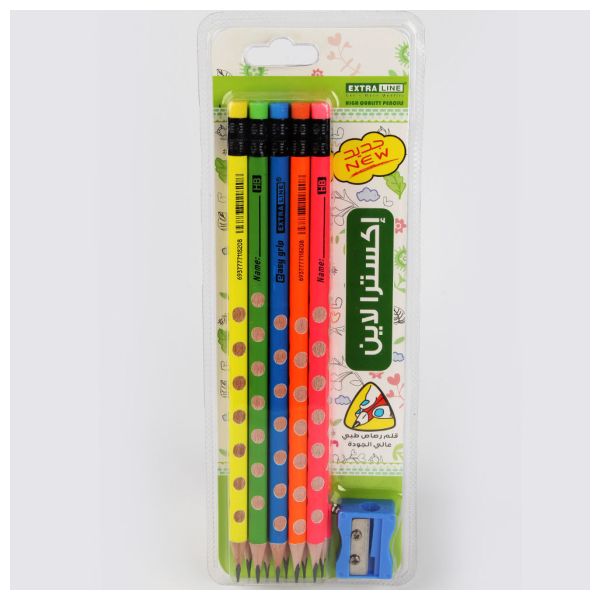 Extraline Pencil Set, 10 Triangular Pencils with Eraser and Sharpener, Model EXT18089204103