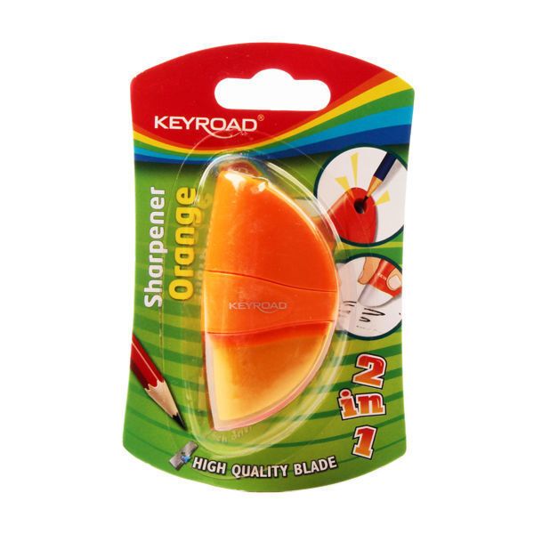 Keyroad Orange Plastic Sharpener with 1 Hole and Eraser