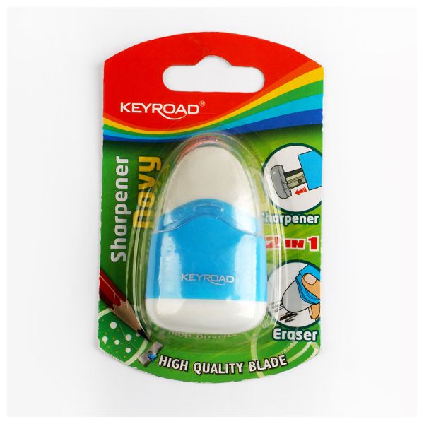 Keyroad Navy Plastic Sharpener with 1 Hole and Eraser