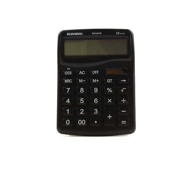 Sunway 12-Digit Digital Calculator with Solar Cell and 1.5V Battery Model SW-2445