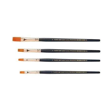 Faber Castell Synthetic Hair Flat Paint Brush Set /4 (1 - 2 - 4 - 6) No. 114402