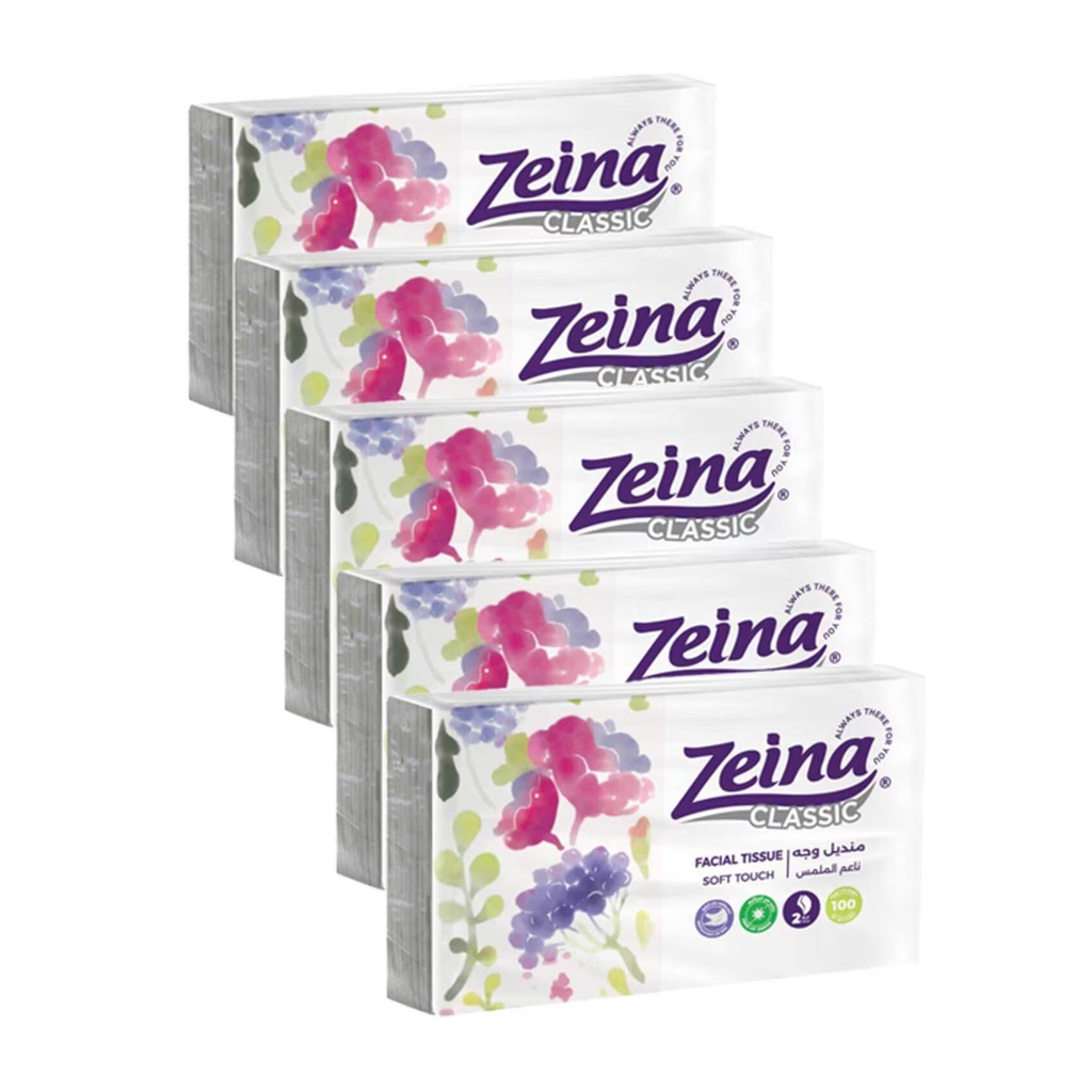 Zeina Facial Tissues - 100 Tissues - 5 Pieces