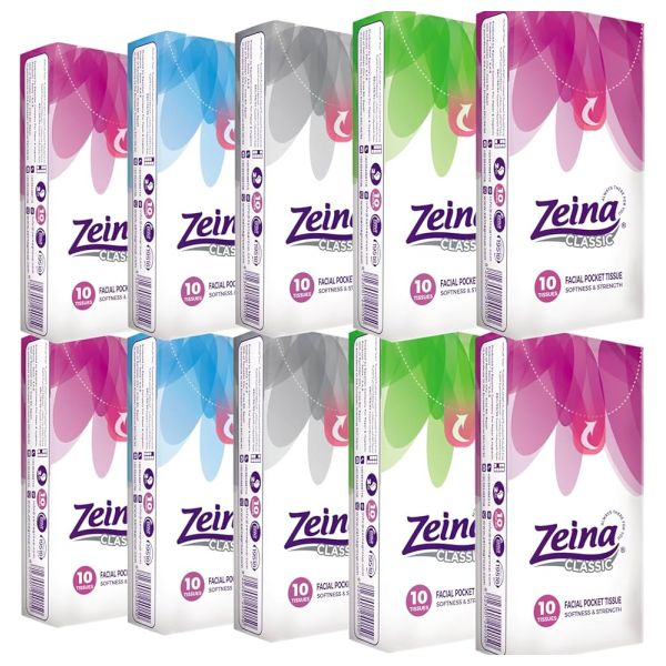 Zeina Pocket Tissues - 10 Tissues Pack Of 10