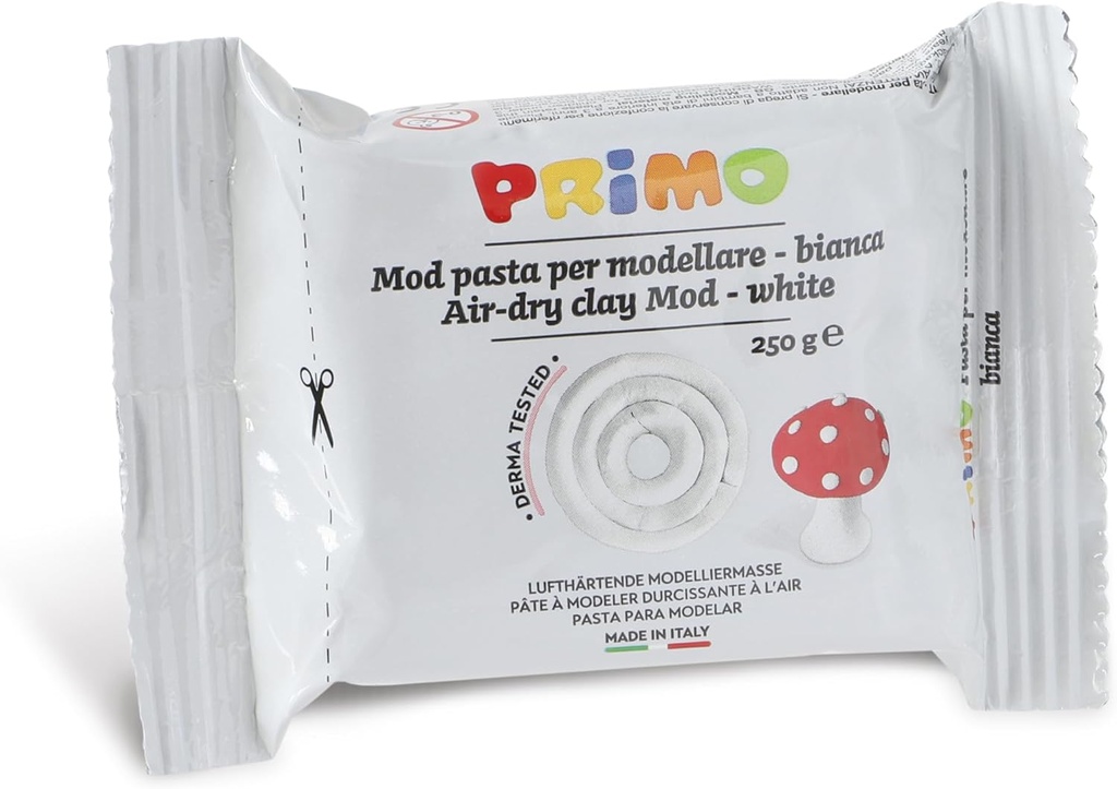 Primo Air-Dry Modelling Clay - 250 gm Foam Clay Playdough White 2855MOD250B