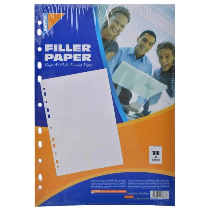 Mintra Filler Paper A4 (29.5 x 21 cm) Lined & Hole Punched 100 Perforated Sheets