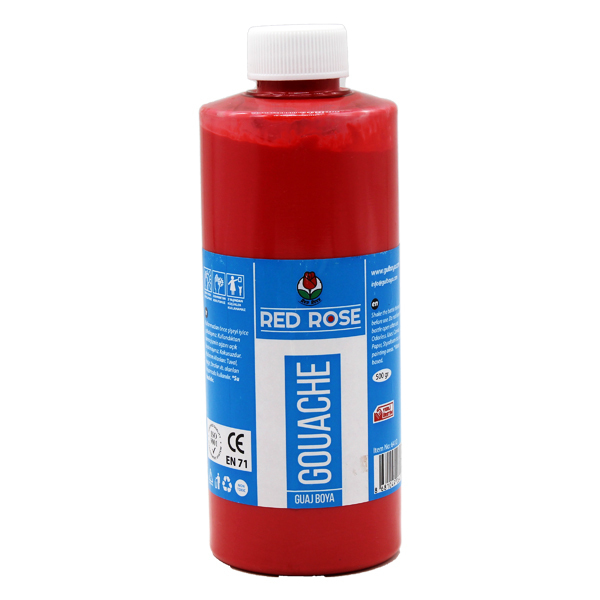 Gouache Paint 500 ml Bottle - Red Rose - Choose Color Green/Red/White/Black
