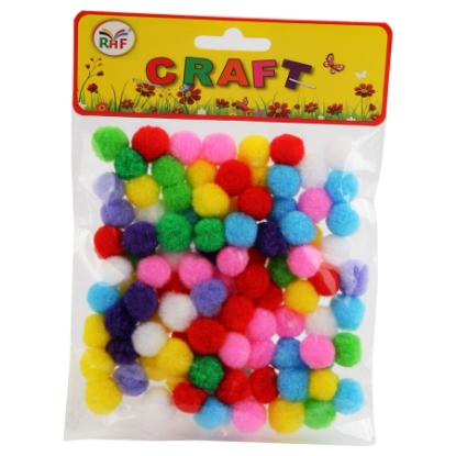 Pompons Mixed Colors Pack Available in Different Sizes
