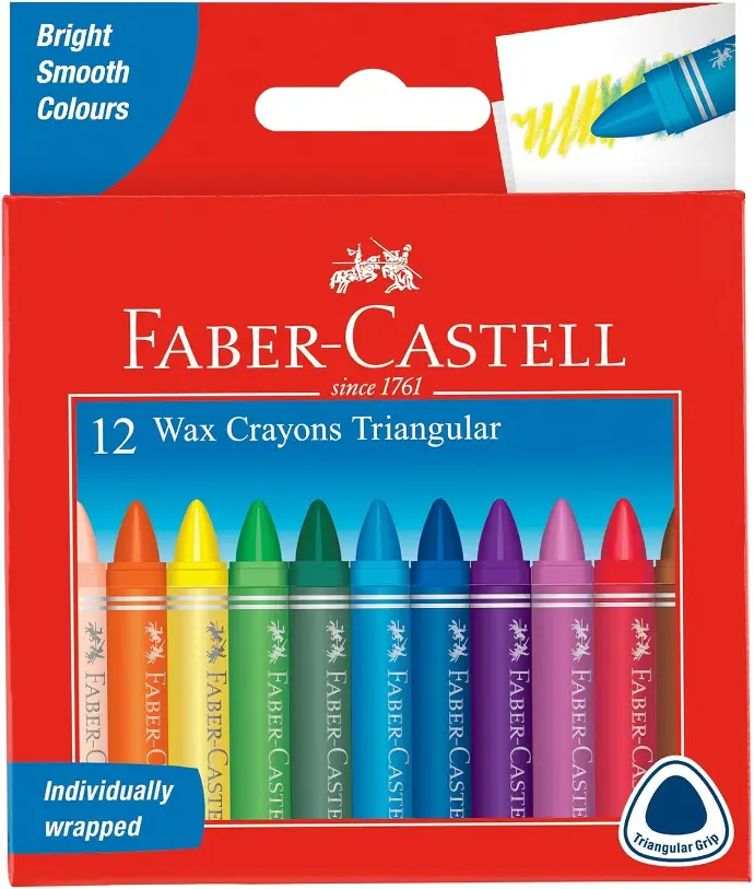 Faber Castell Triangular Wax Crayons - Set of 12