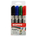 Kores K-Marker Flipchart XF1, Round Tip, Mixed Colors in Plastic Case 4 Pcs (Black, Blue, Red, Green) Model 21344