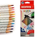 Kores Kolores Magik - 12 Pcs Erasable Colored Pencils - Triangular Tri Grip - 3 mm - Including 1 Eraser Model 93315