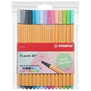 Stabilo Point 88 Fineliner - 15 Assorted Pastel Colors