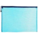 Apple 8857-F Plastic Zipper File - Striped Blue