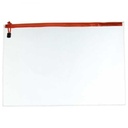 Apple 25 Plastic Zipper File - A3 Size - Clear Orange