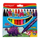 Keyroad Jumbo Fluorescent Fiber Felt Tip Set of 12 Colors Washable Markers Model KR971413