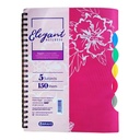 Sasco Elegant Wire . Spiral-Bound Notebook A4 150 Sheets Lined / Ruled Plastic Cover 5 Dividers