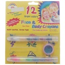 Lucky Art Body Crayons Set - 12 Colors + Glitter + Sponge